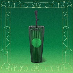 Limited Edition Starbucks Glow in the Dark Green Wicked Tumbler with Straw